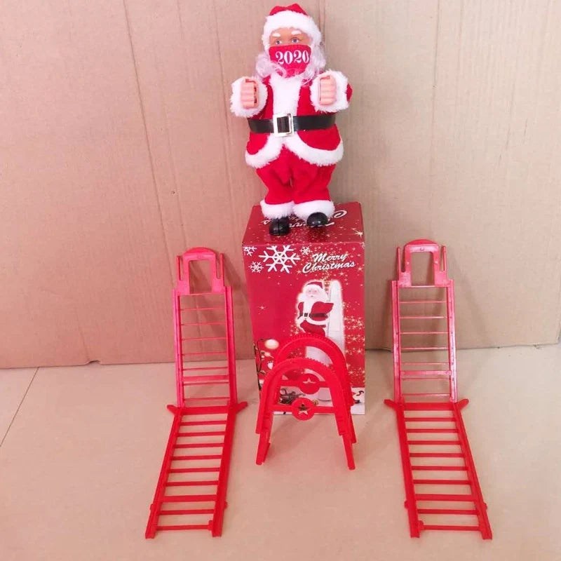 Santa Figurine Fiberglass Climbing Ladder With Face Mask