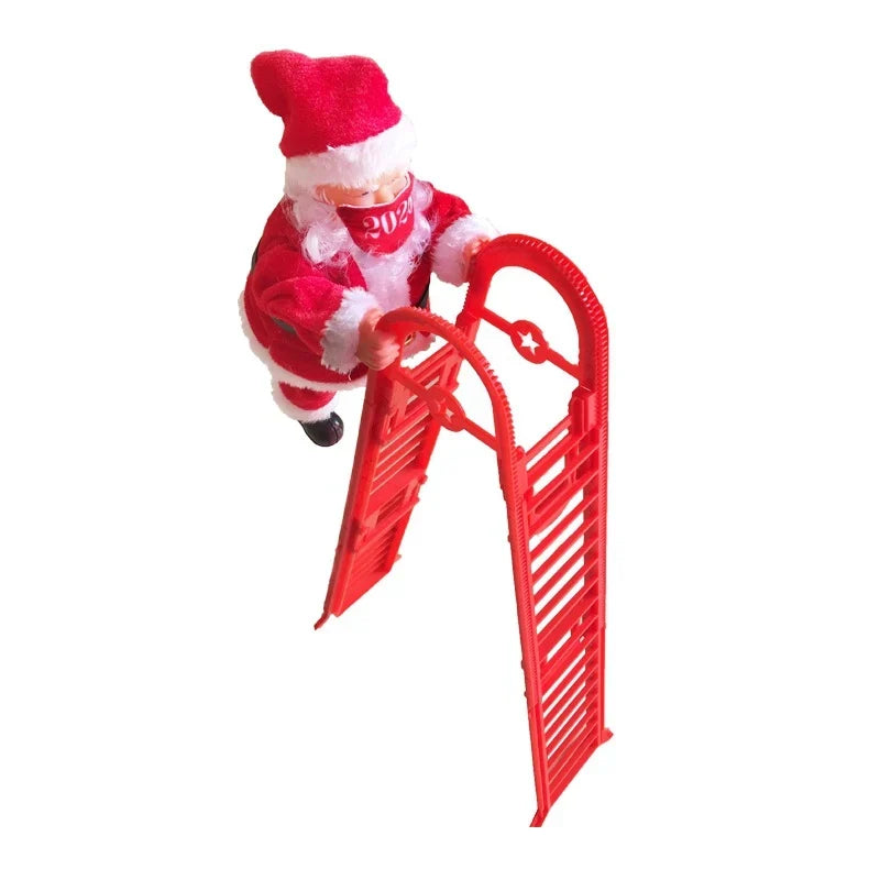 Santa Figurine Fiberglass Climbing Ladder With Face Mask