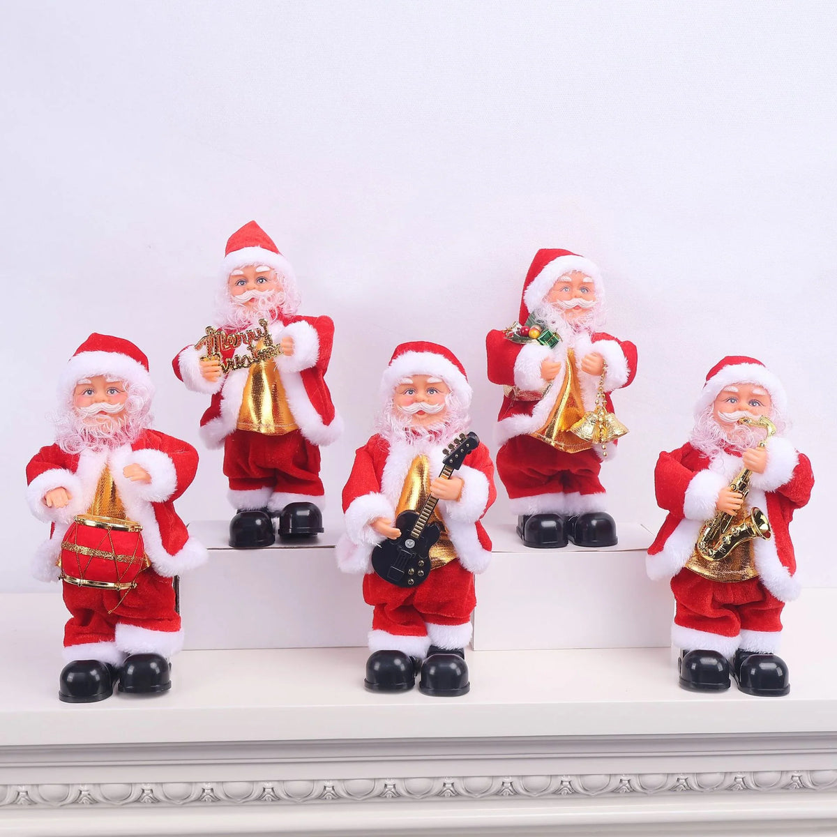 Santa Figurine Hand-Painted Saxophone-Playing Tabletop Decor