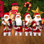 Santa Figurine Musical Fiberglass Set of 4
