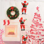 Santa Figurine Set Embroidered Climbing Ladder Set Of 3