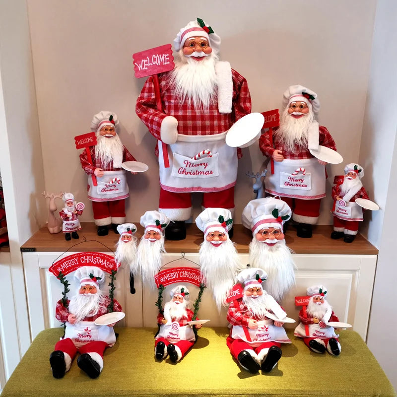 Santa Figurine Set Intricate Design Durable Mantel & Tabletop