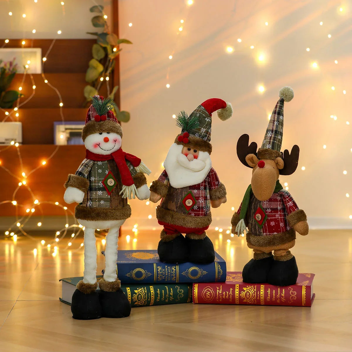 Santa Figurine Soft Plush Vibrant Detailed Tabletop Decor
