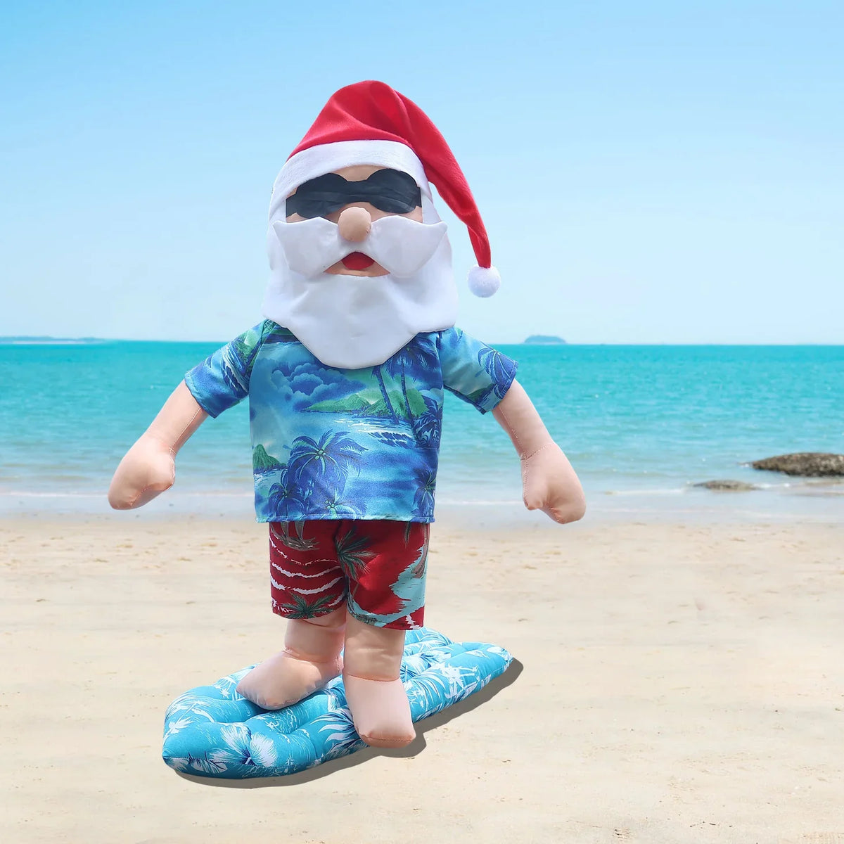 Santa Figurine Surfing Design Durable Resin Indoor & Outdoor