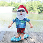 Santa Figurine Surfing Design Durable Resin Indoor & Outdoor