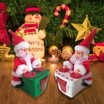 Santa Figurine Two Santas Playing Music Durable Colorful