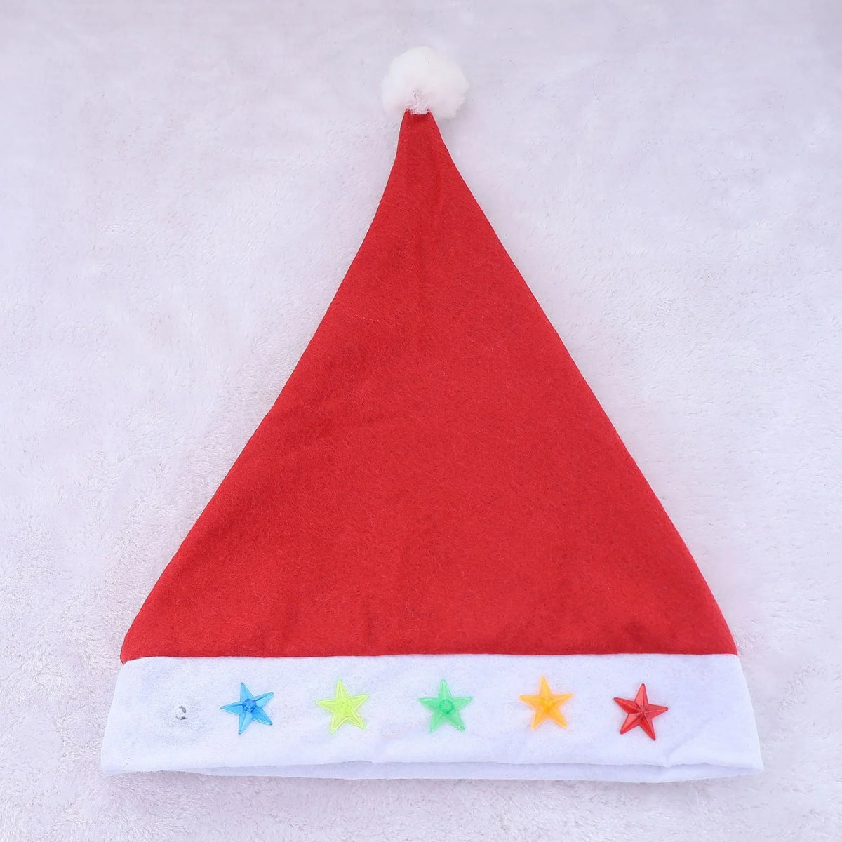 Santa Hat Fleece Faux Fur Trim & Pom-Pom