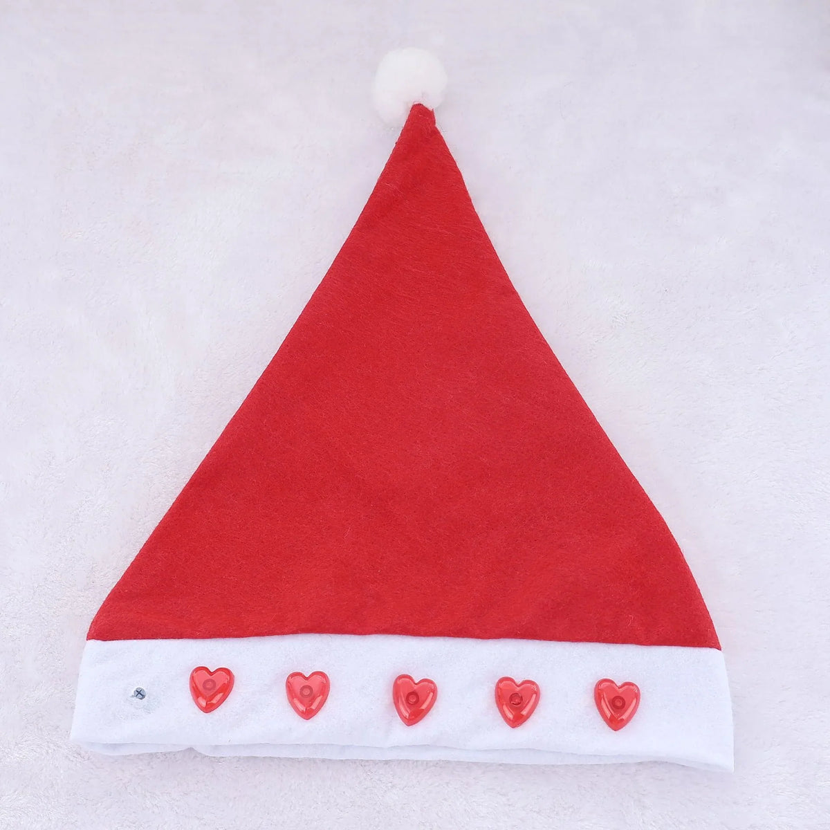 Santa Hat Fleece Faux Fur Trim & Pom-Pom