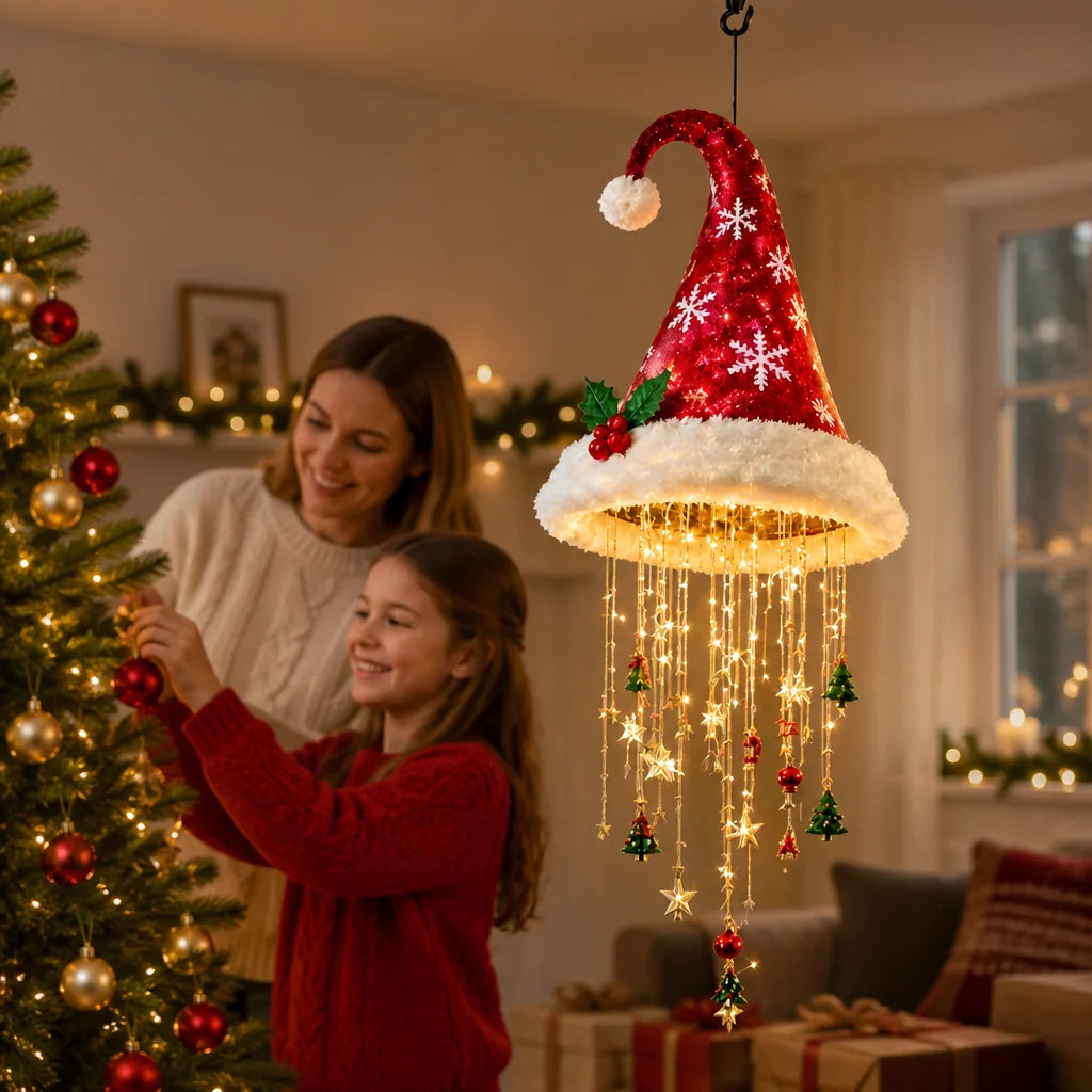 Santa Hat LED String Lights Festive Photo Prop