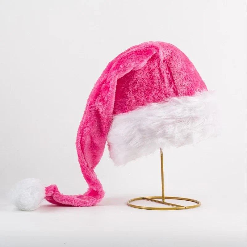 Santa Hat Soft Fleece Faux Fur Trim & Pom-Pom