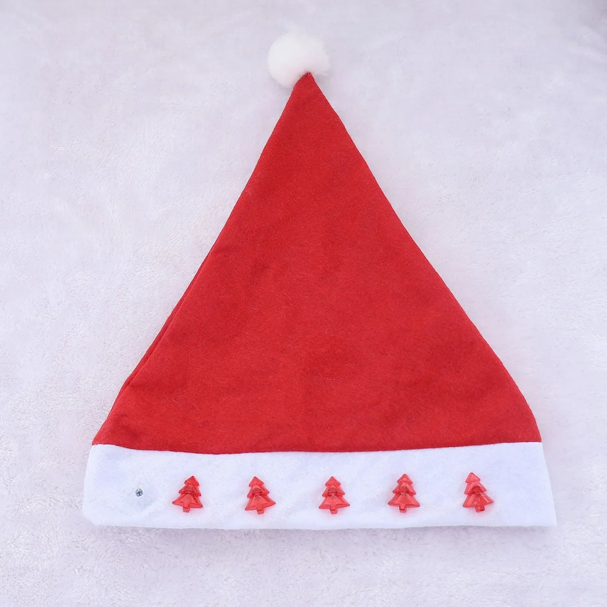 Santa Hat Soft Fleece Faux Fur Trim & Pom-Pom