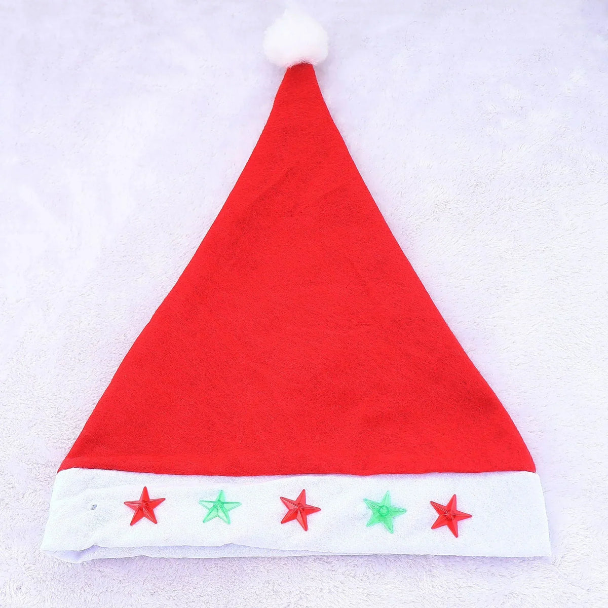 Santa Hat Soft Fleece Faux Fur Trim & Pom-Pom