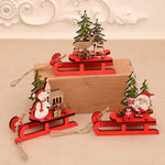 Santa Sleigh Decoration Handcrafted Wood Indoor Centerpiece