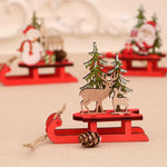 Santa Sleigh Decoration Handcrafted Wood Indoor Centerpiece