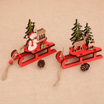 Santa Sleigh Decoration Handcrafted Wood Indoor Centerpiece