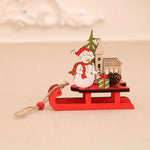 Santa Sleigh Decoration Handcrafted Wood Indoor Centerpiece
