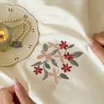 Satin Bedding Set Floral Embroidery Machine Washable