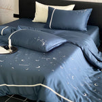 Satin Bedding Set Moon & Star Motif Breathable Colorfast