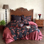 Satin Bedding Set Reversible Rose Wrinkle-Resistant