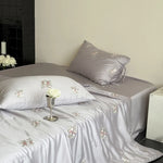 Satin Bedding Set Silky-Gloss Rose Embroidery Wrinkle-Resistant