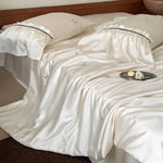 Satin Bedding Set Temperature-Regulating Floral Embroidery