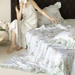 Satin Bedding Set Watercolor Floral Cooling & Breathable