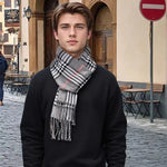Scarf Cashmere Cotton Blend Plaid Tassel Detail