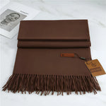 Scarf Cashmere Warmth Solid Color Fringe Trim
