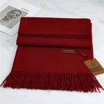 Scarf Cashmere Warmth Solid Color Fringe Trim