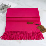 Scarf Cashmere Warmth Solid Color Fringe Trim