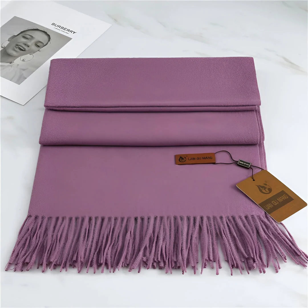 Scarf Cashmere Warmth Solid Color Fringe Trim