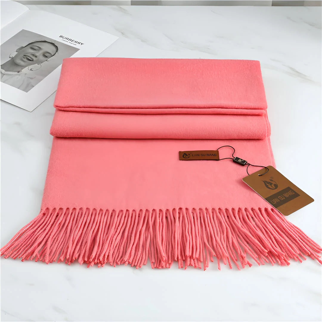 Scarf Cashmere Warmth Solid Color Fringe Trim