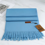 Scarf Cashmere Warmth Solid Color Fringe Trim
