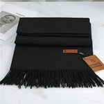 Scarf Cashmere Warmth Solid Color Fringe Trim