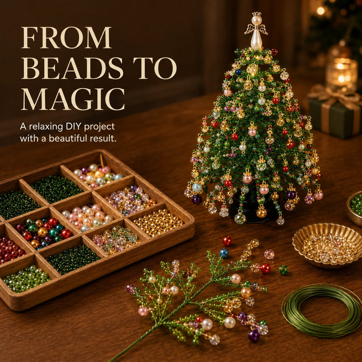Seasonal Tree Craft Kit Beaded Tabletop Reusable