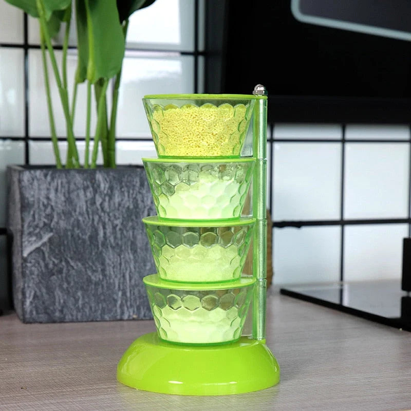 Seasoning Organizer 360° Rotating Stackable Sealed Storage