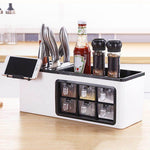 Seasoning Organizer Partitioned Storage With Phone Holder