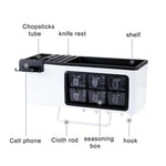 Seasoning Organizer Partitioned Storage With Phone Holder