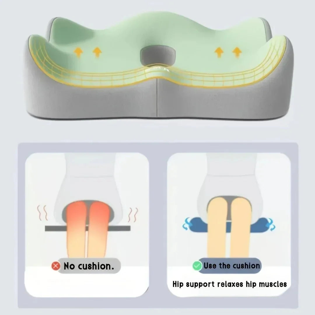 Seat Cushion 3-Zone Memory Foam Lumbar Support