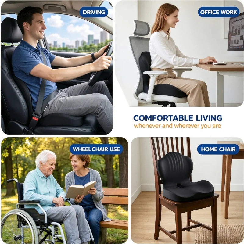 Seat Cushion Contoured Memory Foam Removable Machine-Washable Cover
