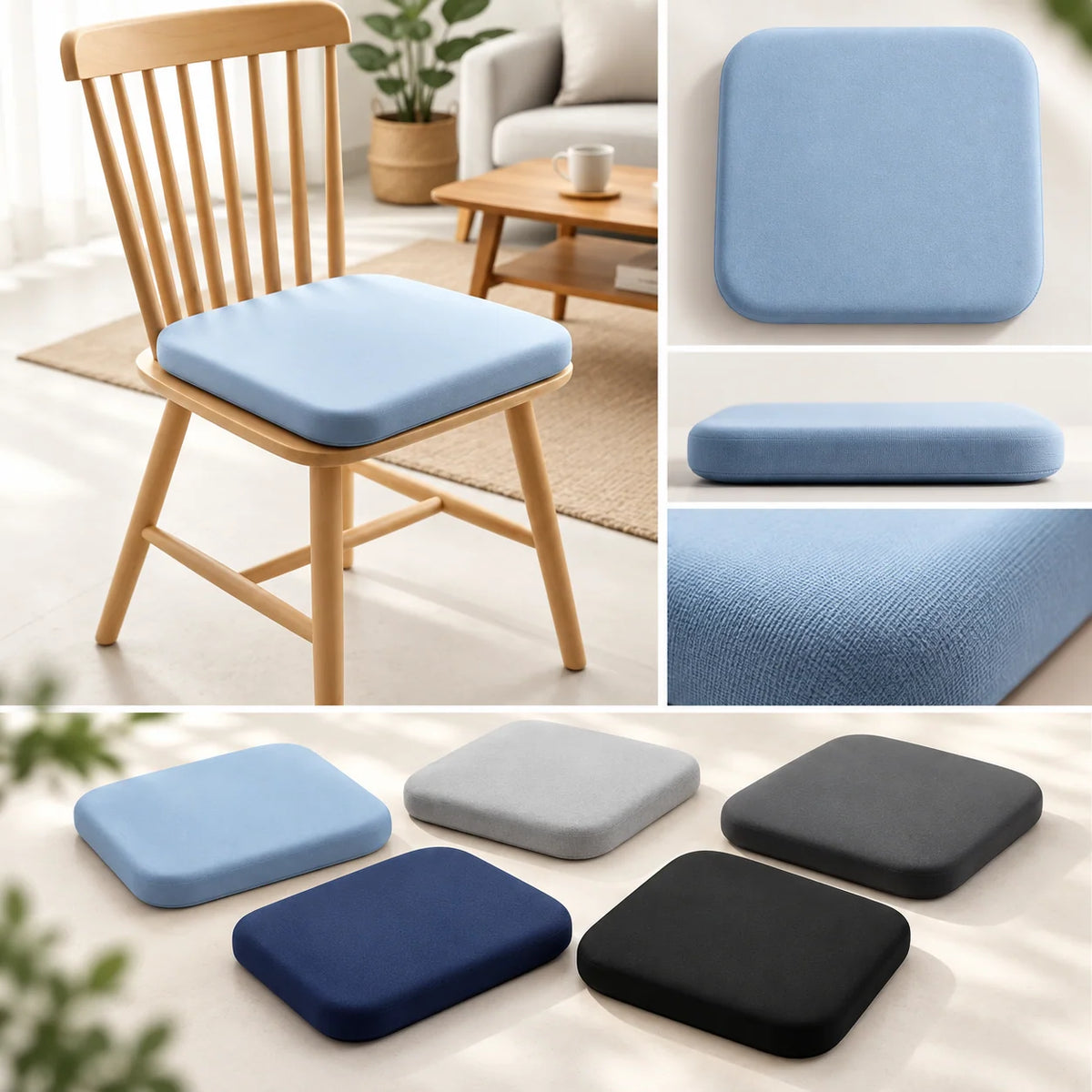 Seat Cushion Memory Foam Ergonomic Tailbone Support Pressure-Relieving Comfort