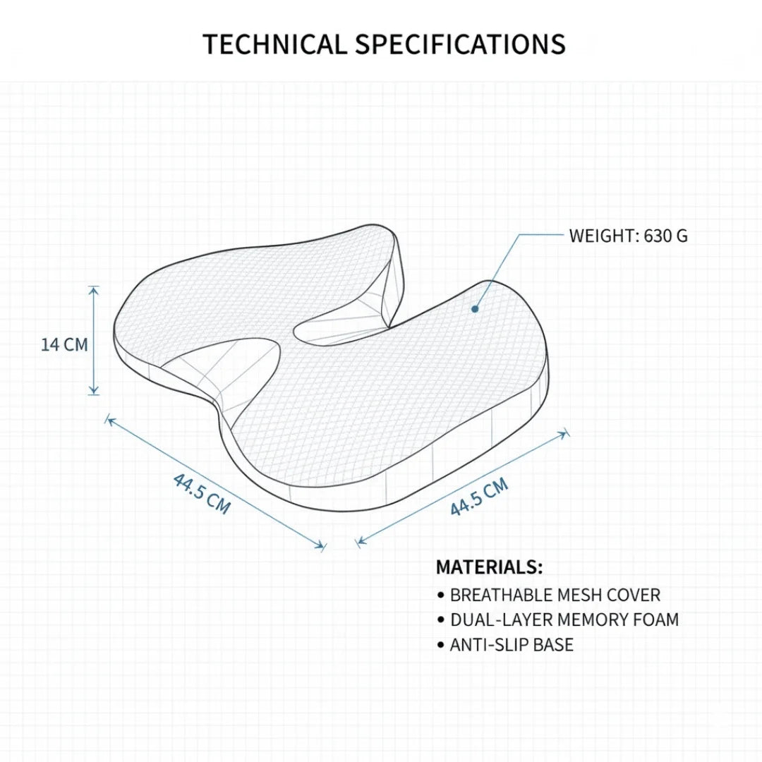 Seat Cushion Memory Foam Non-Slip Breathable