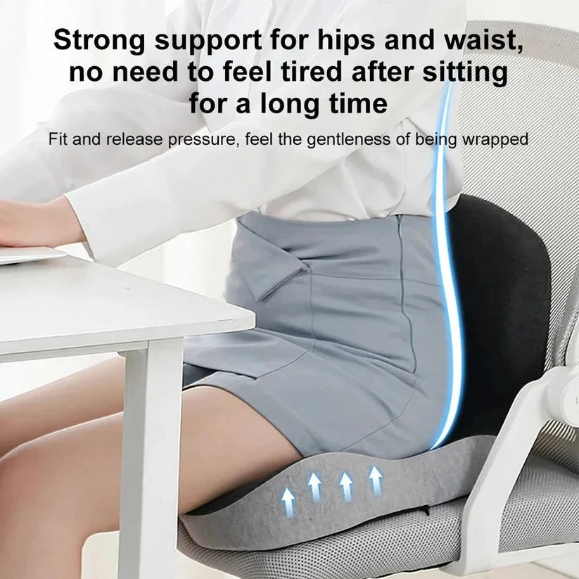 Seat Cushion With Backrest Memory Foam Non-Slip Base