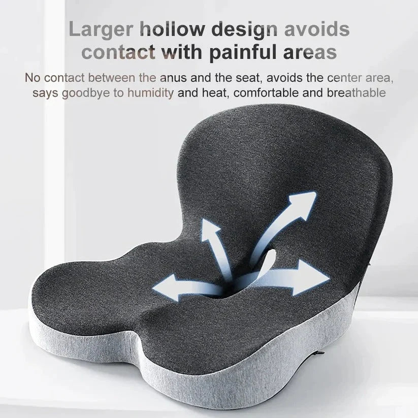Seat Cushion With Backrest Memory Foam Non-Slip Base
