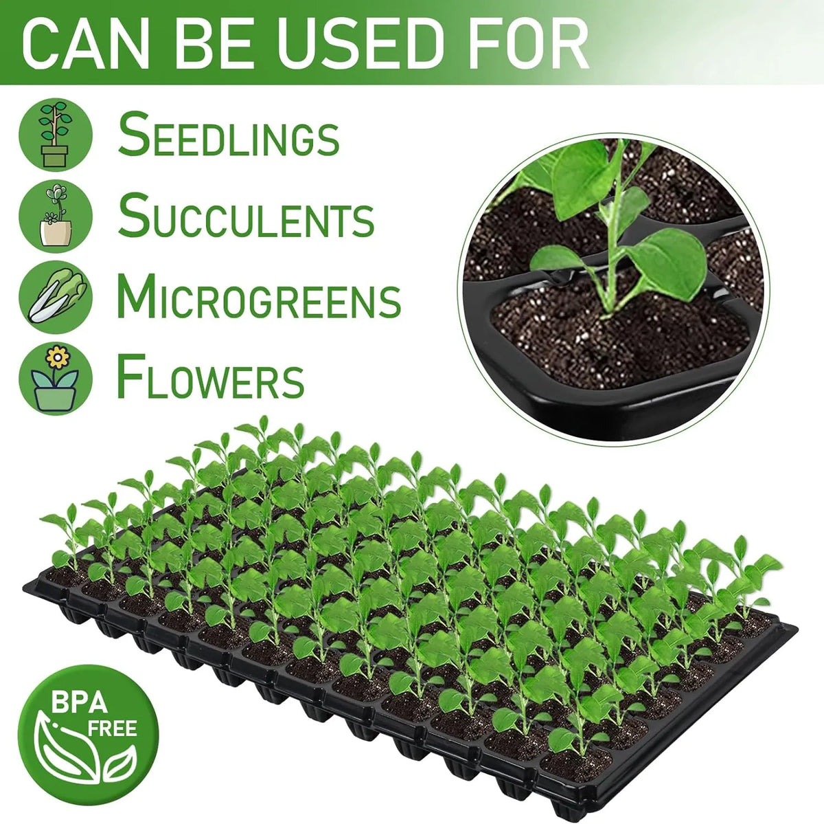 Seedling Propagation Tray Rectangular Built In Water Reservoir