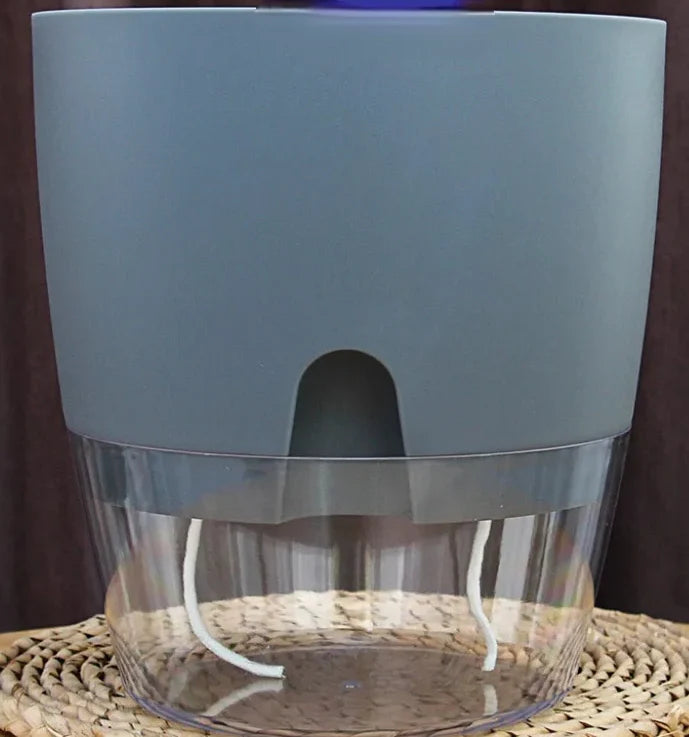 Self-Watering Planter Dual-Layer Cotton Rope & Transparent Basin