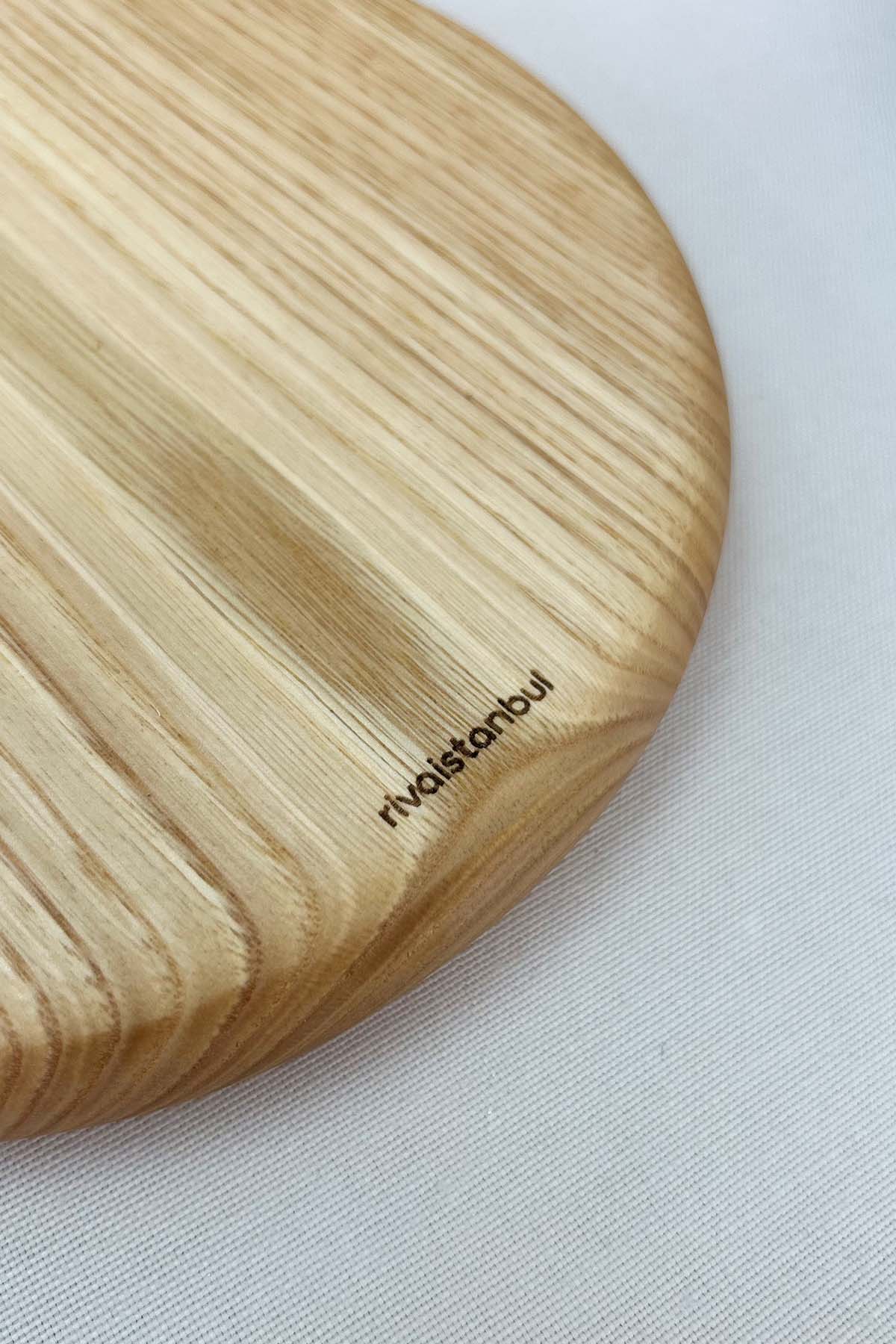 Serving Board Round Carved Chestnut Wood