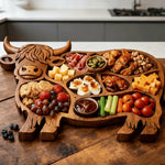 Serving Board Solid Wood Rustic Cow Design