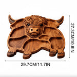 Serving Board Solid Wood Rustic Cow Design
