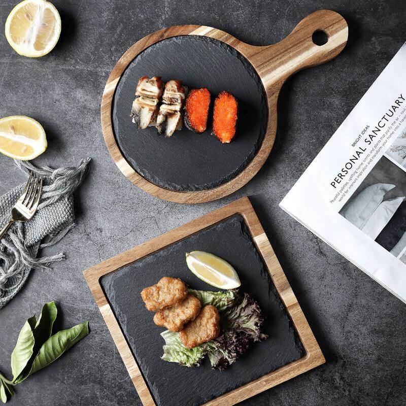 Serving Board Wooden Frame Slate Insert
